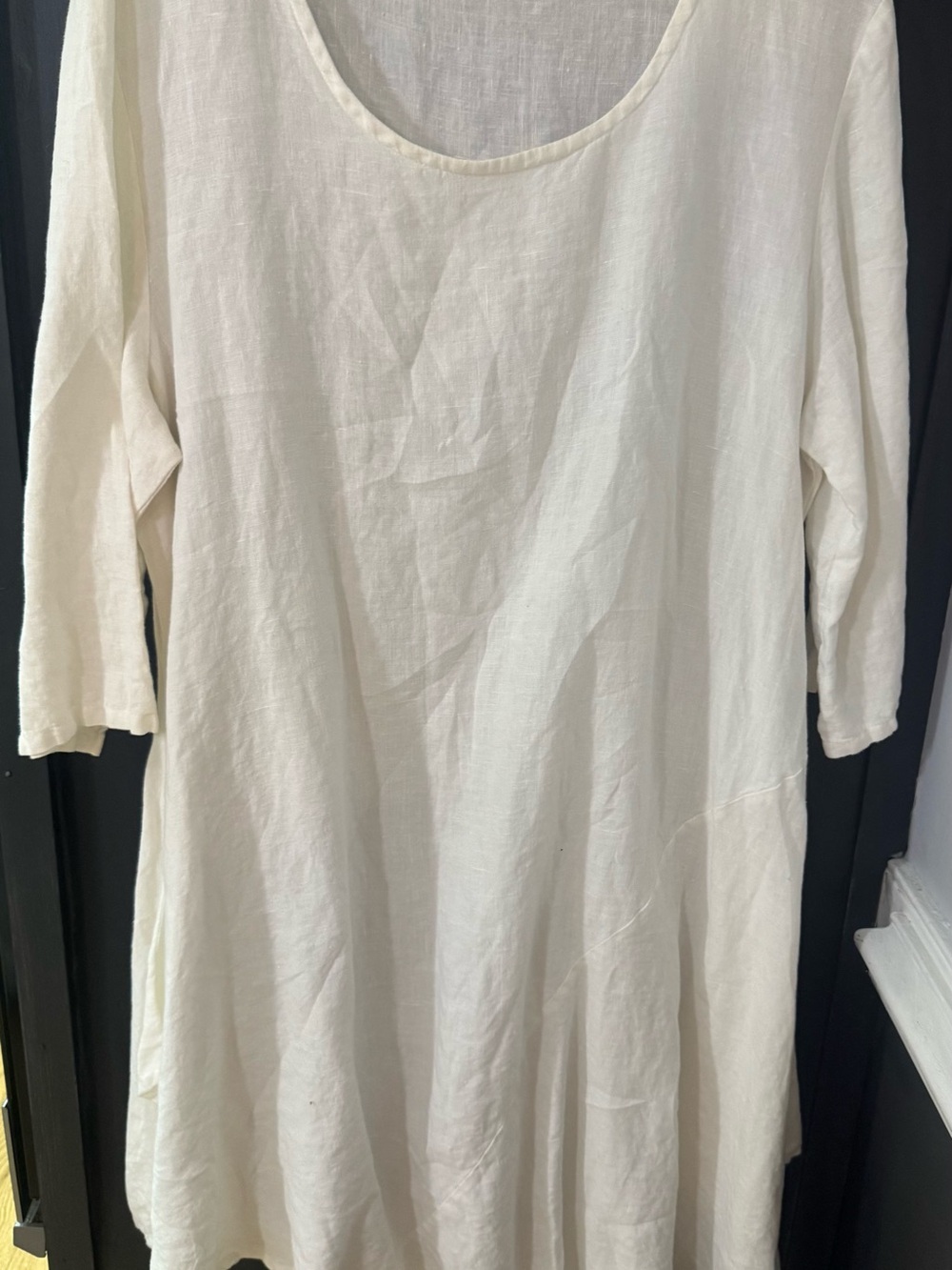 bryn Walker Cream Scoop Neck Linen Tunic Dress